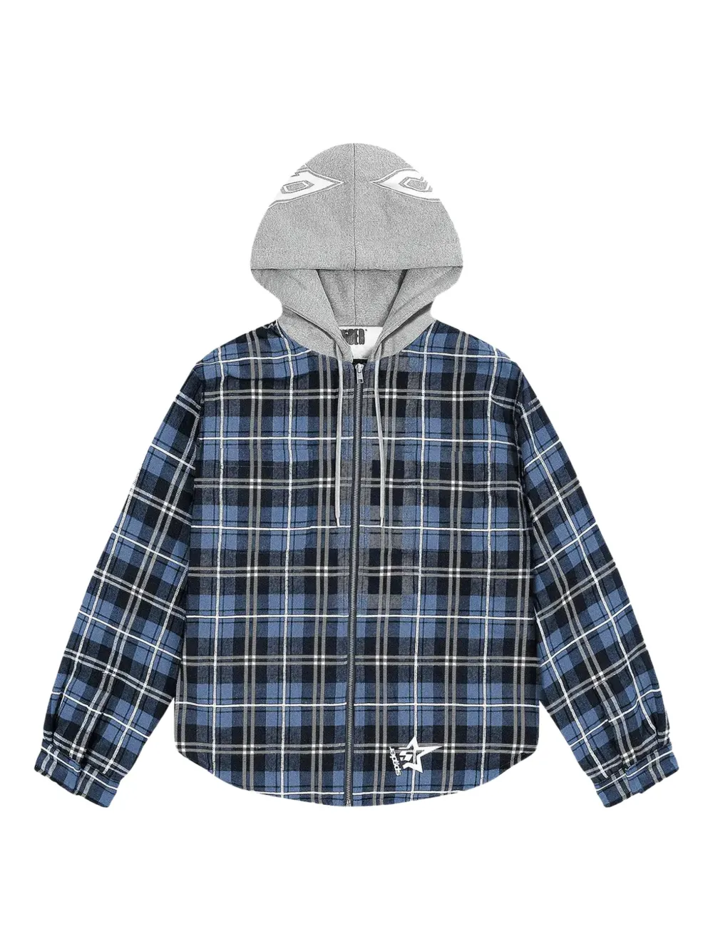 SP5DER hooded zip flannel hoodie - Blue