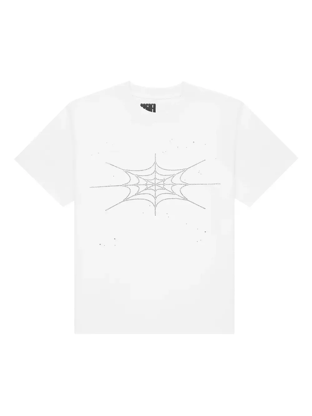 SP5DER rhinestone silk T-shirt - Bianco