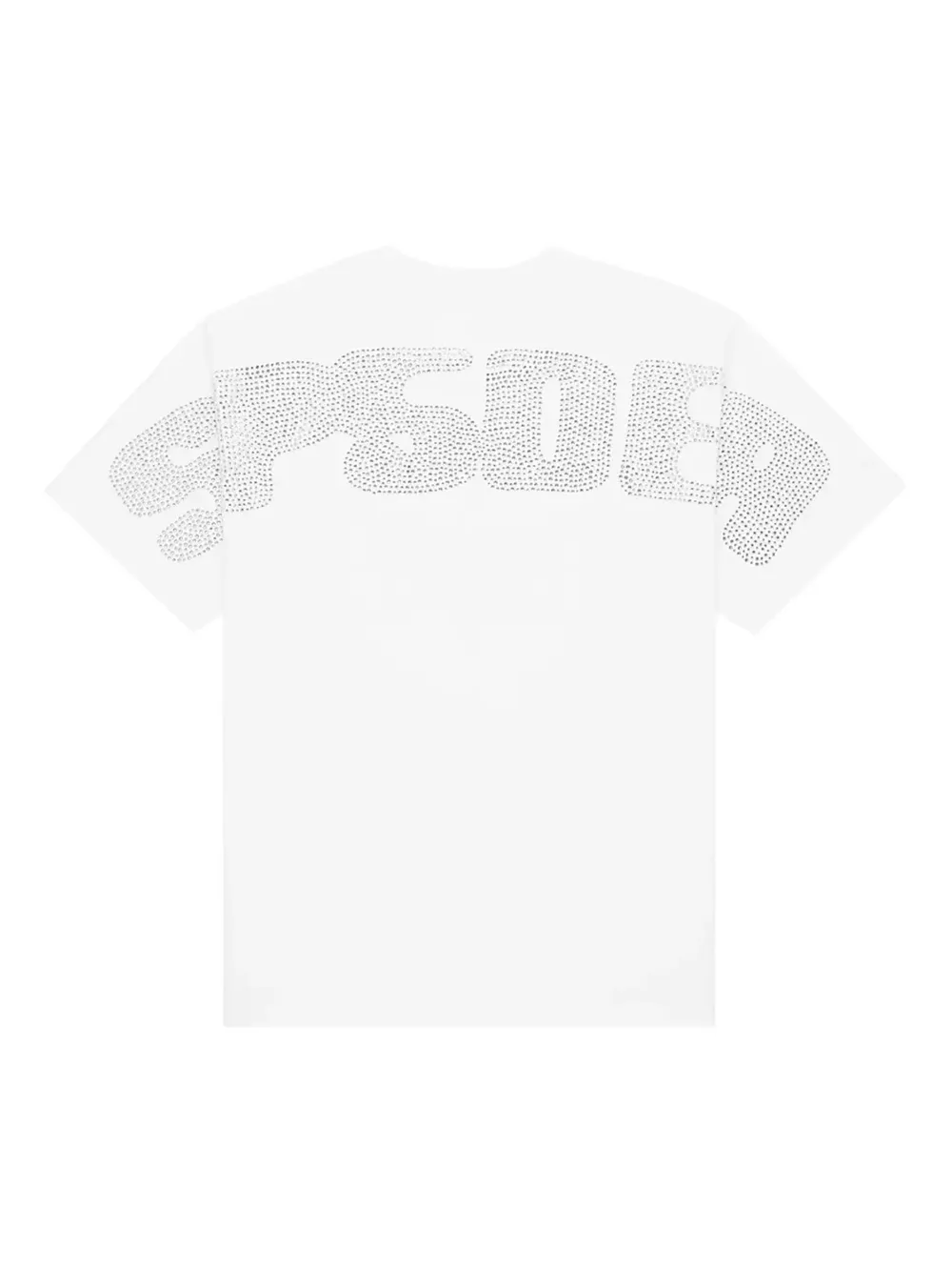 SP5DER rhinestone silk T-shirt - Wit