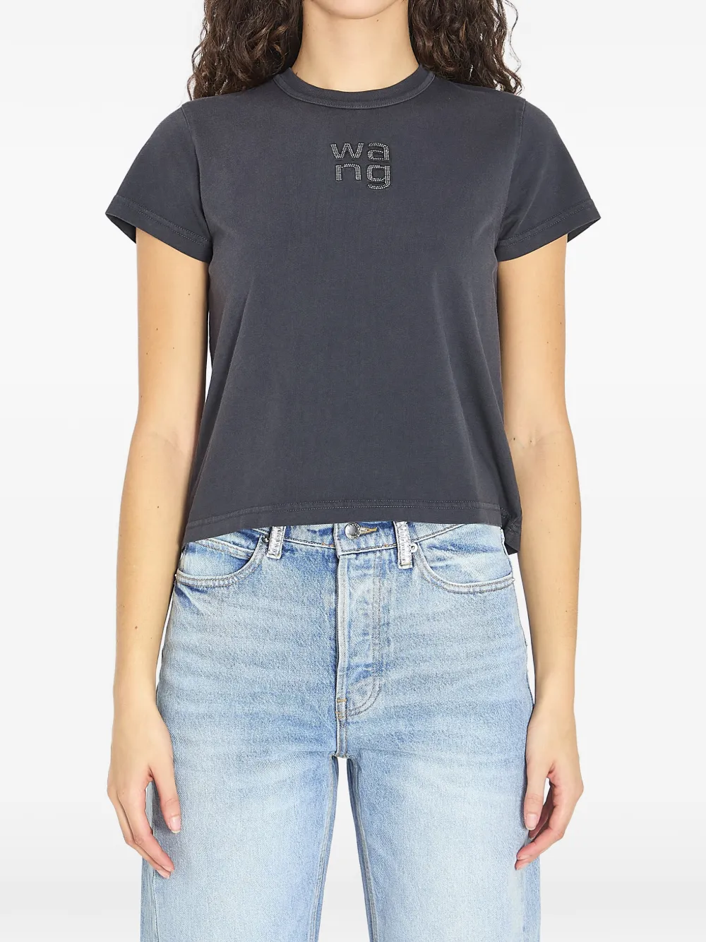 Alexander Wang logo-rhinestone T-shirt - Nero