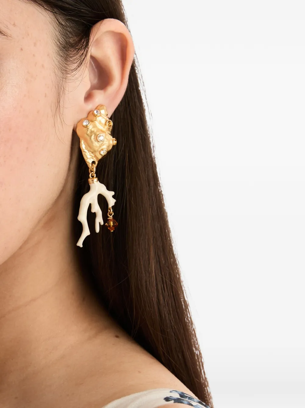  Oscar De La Renta Shell Drop Earrings - Gold 