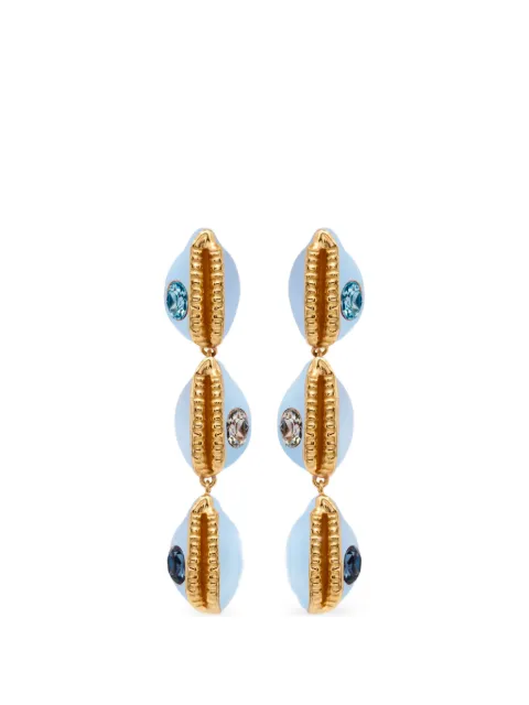 Oscar de la Renta shell crystal drop earrings