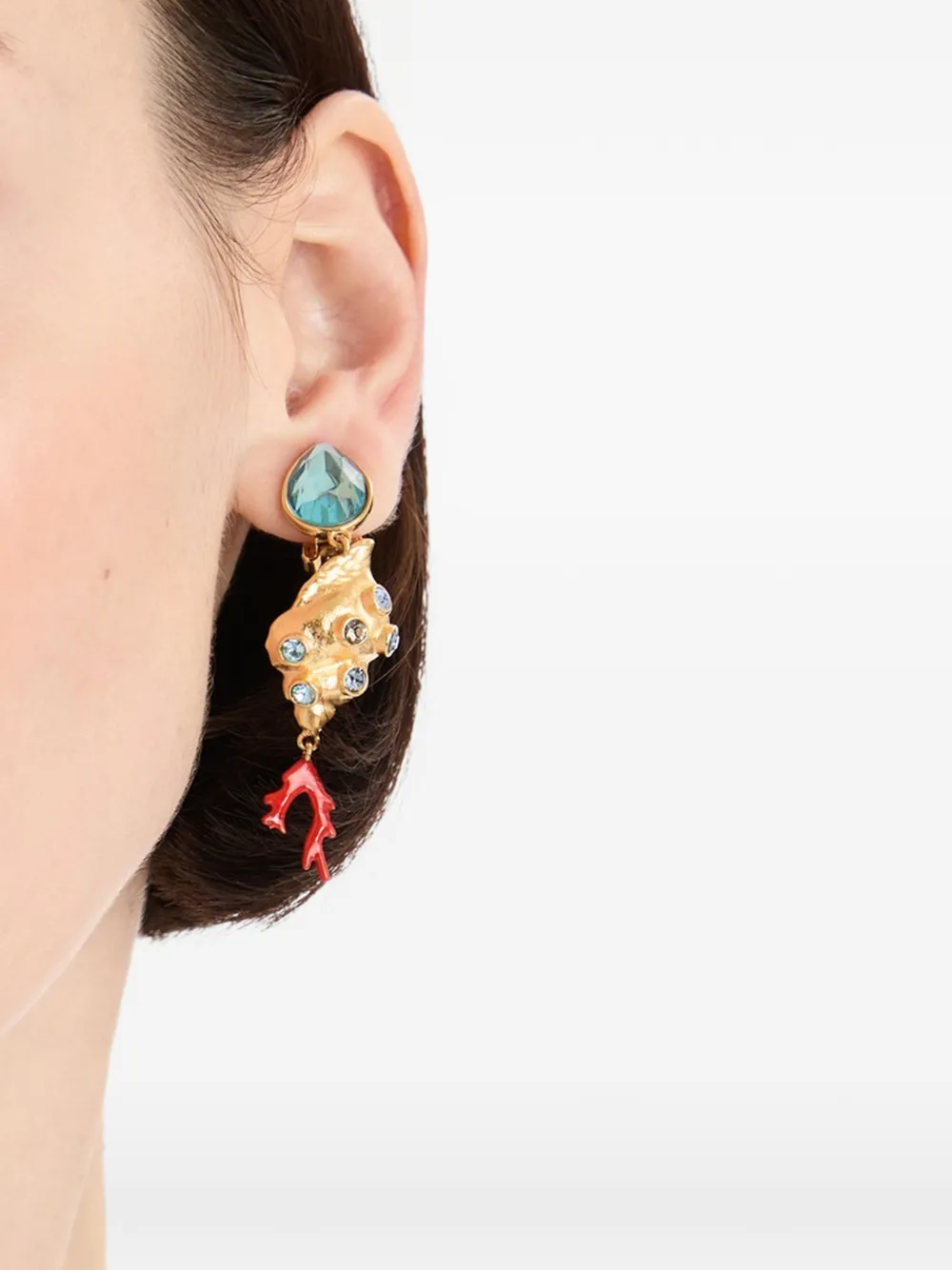  Oscar De La Renta Shell Drop Earrings - Gold 