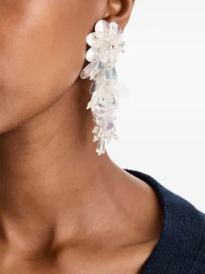 Boucles D'oreilles Oscar De La Renta Style épis De Blé - Cristaux Transparents, Plaqué Or, Neuves Sans Emballage