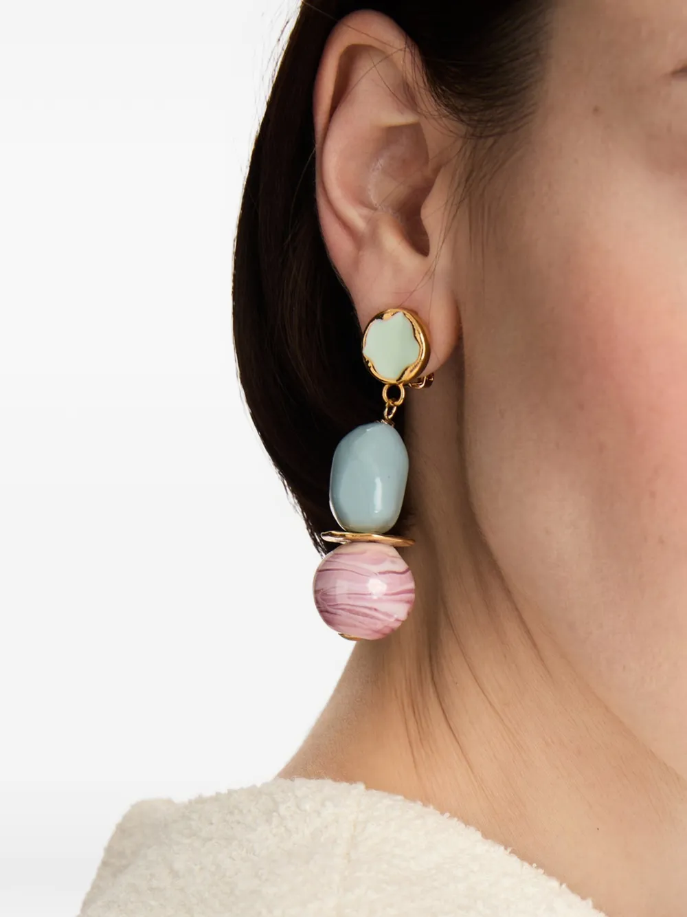  Oscar De La Renta Beaded Drop Earrings - Gold 