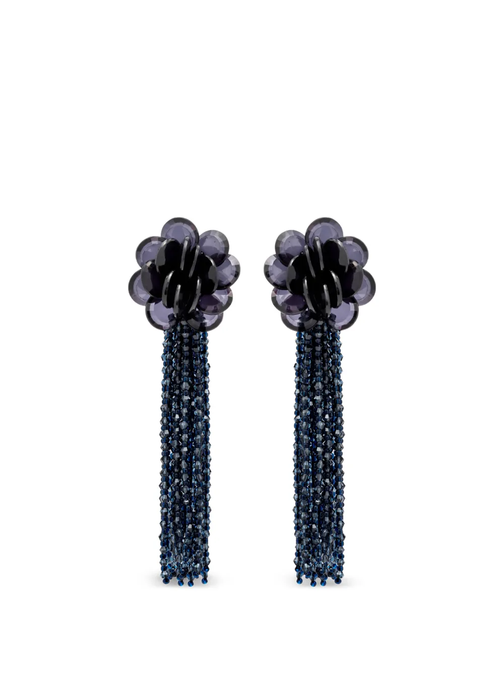 Oscar de la Renta Orecchini con fiore e nappina - Blu