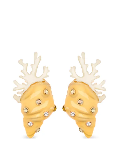 Oscar de la Renta embellished coral earrings