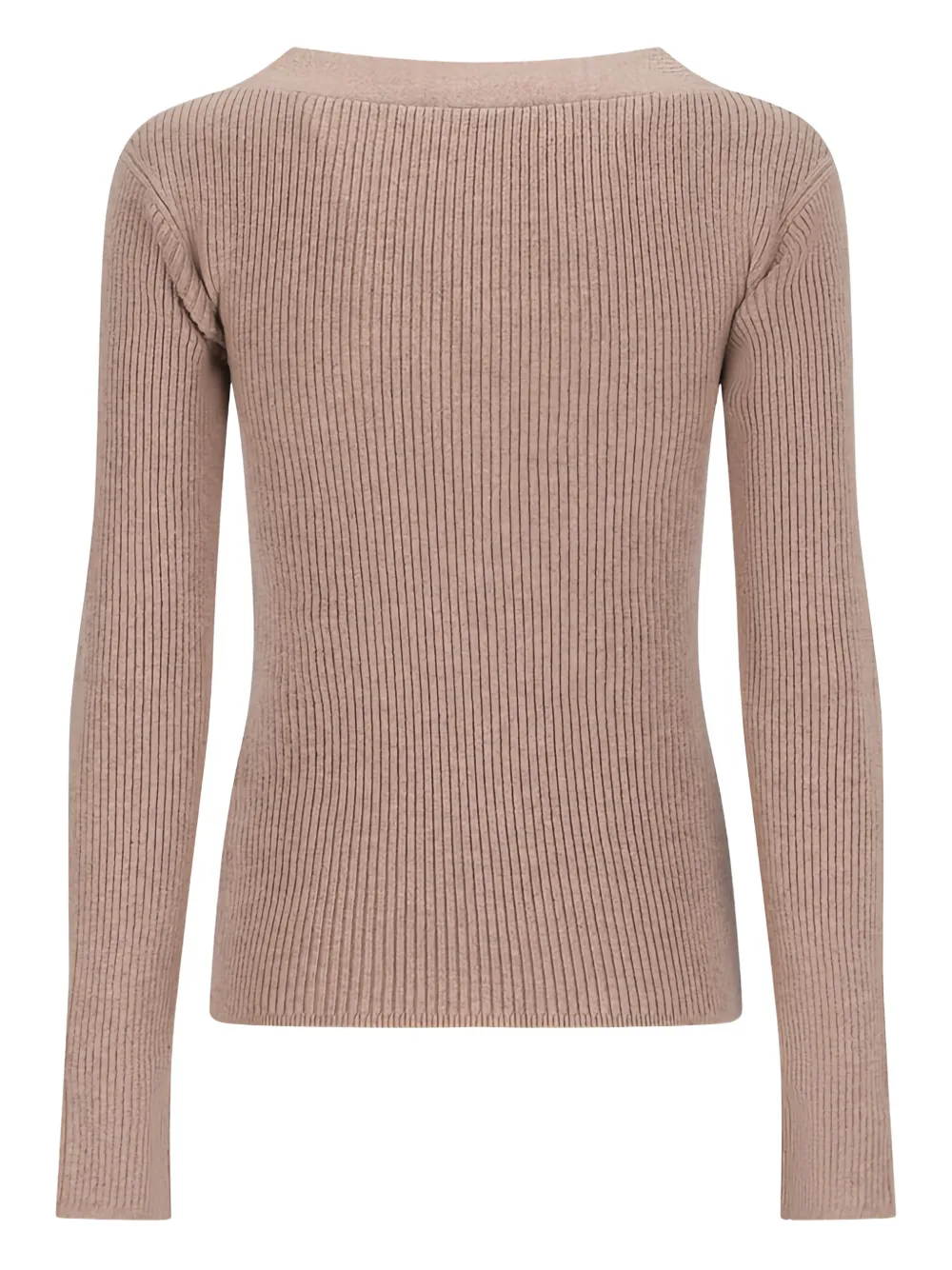  Max Mara Ribbed V-neck Cardigan - Neutrals 