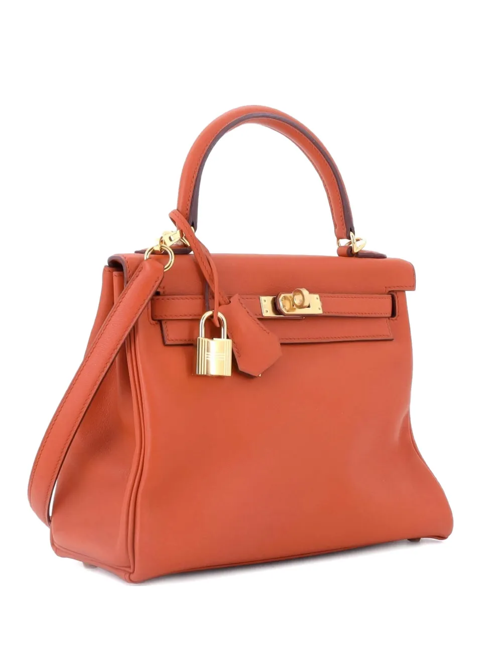 Hermès Pre-Owned Kelly Handbag Orange Swift with Gold Hardware 25 satchel