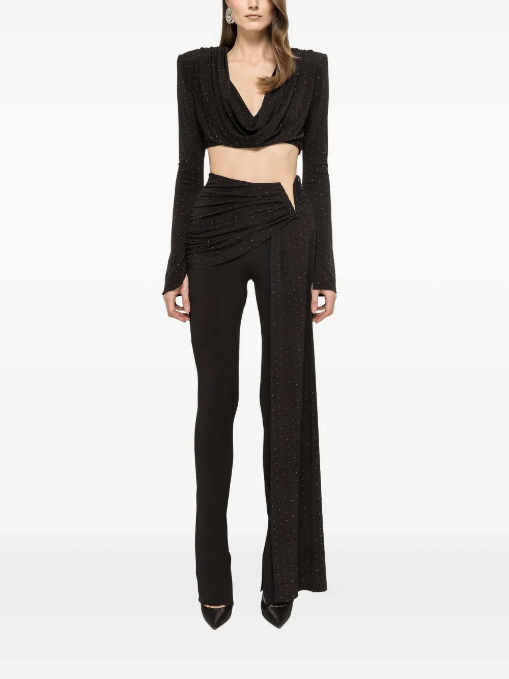 NISSA rhinestone-embellished trousers - Nero