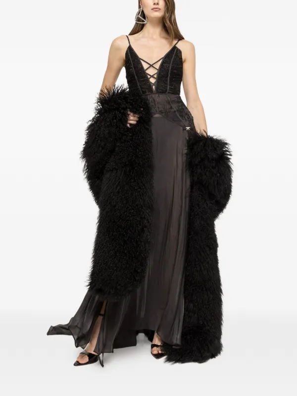 lace panel maxi dress Nissa Lace-panel Maxi Dress