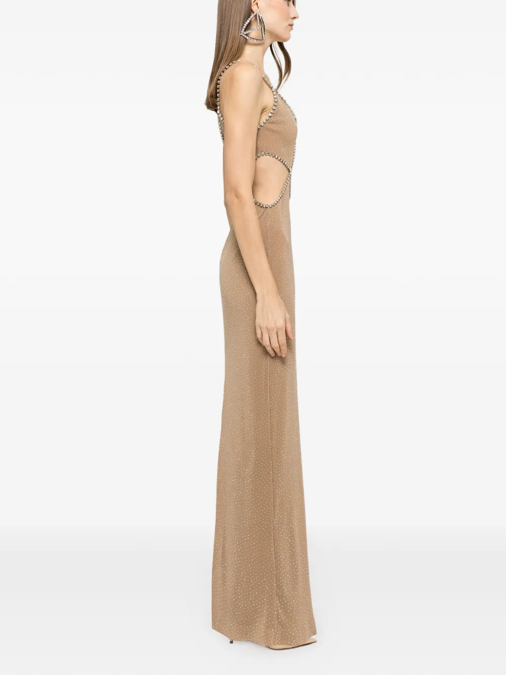 NISSA Maxi-jurk verfraaid met kristallen Beige