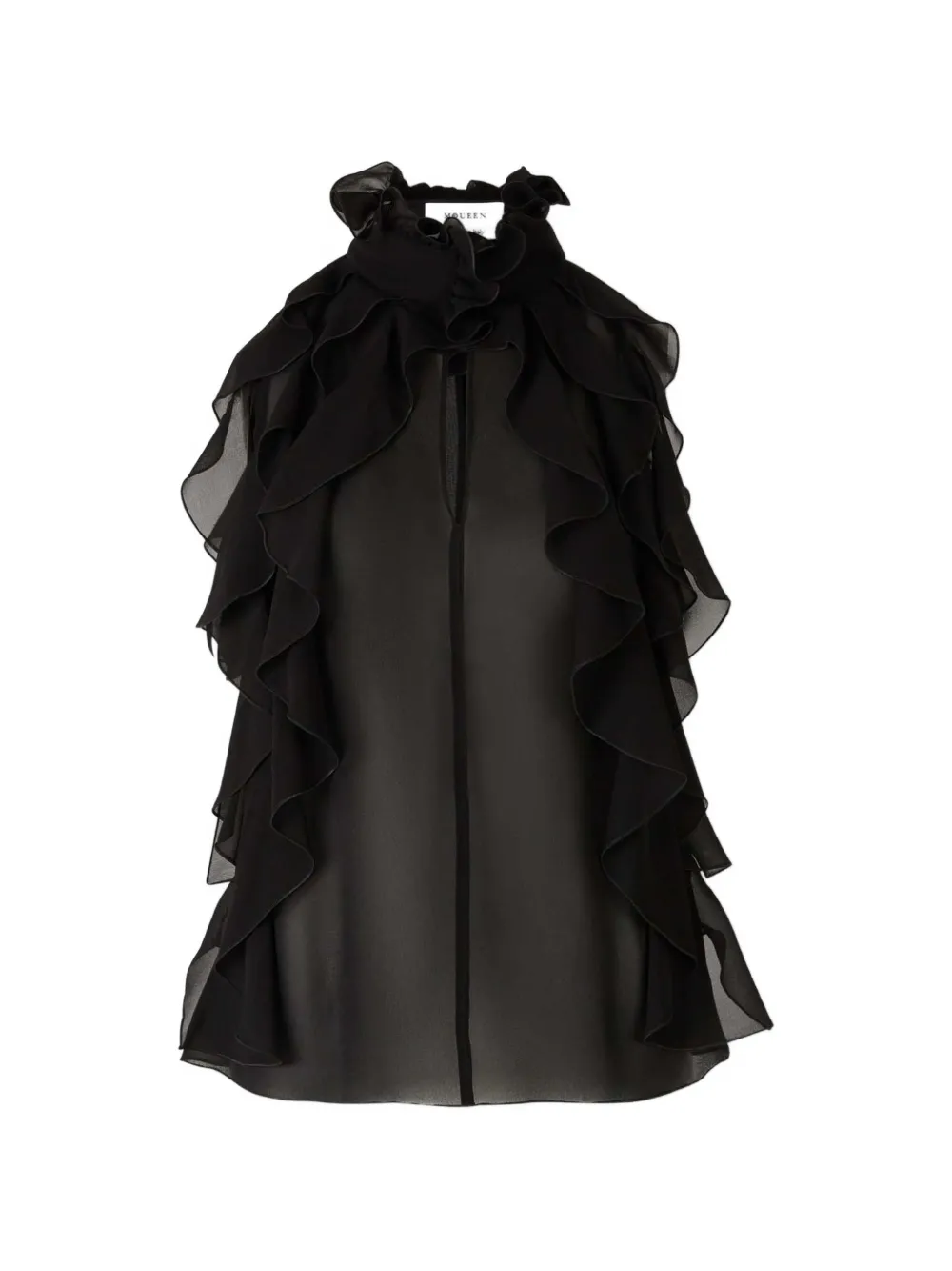 Alexander McQueen ruffled silk top - Nero