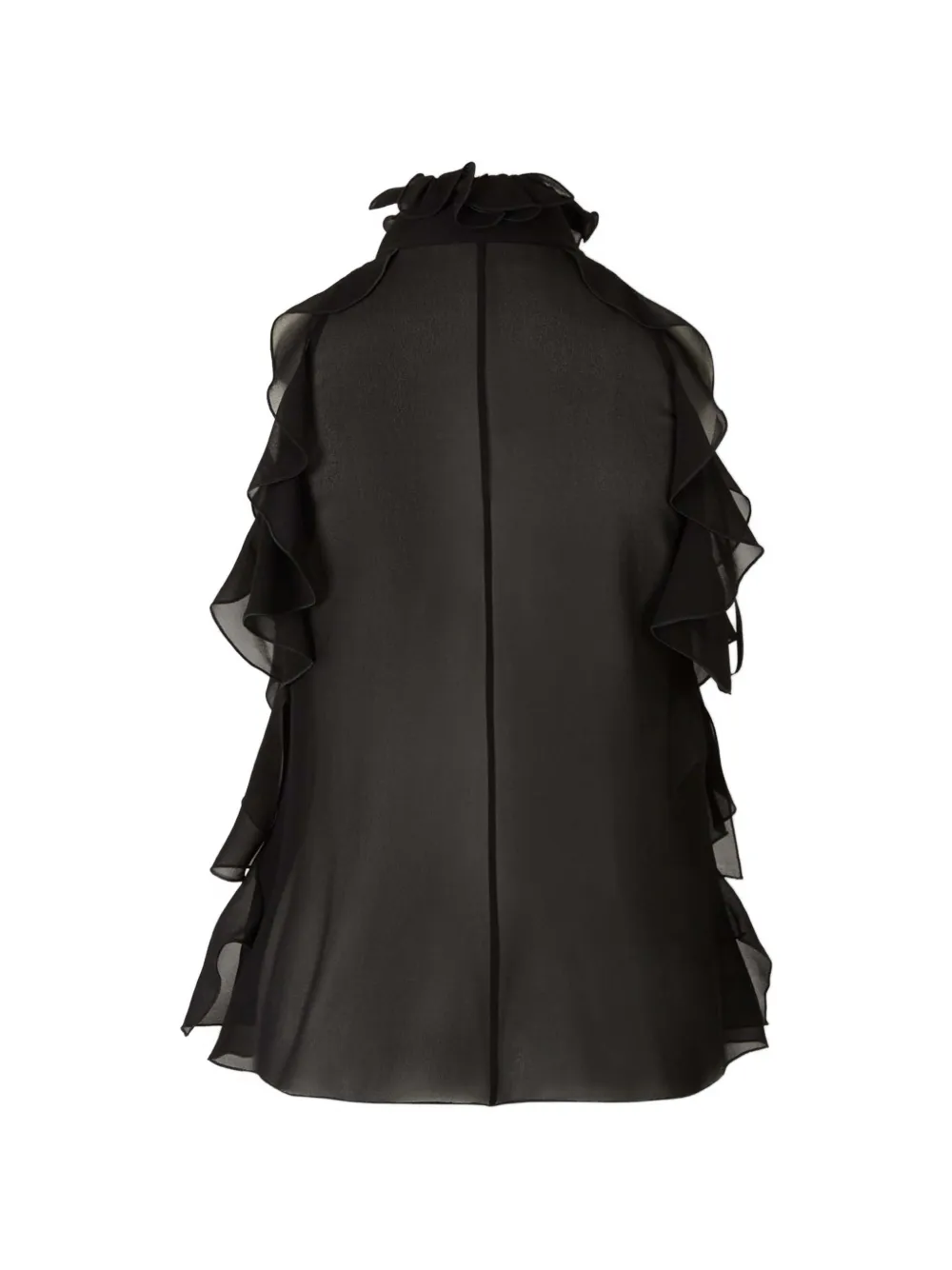 Alexander McQueen ruffled silk top - Zwart
