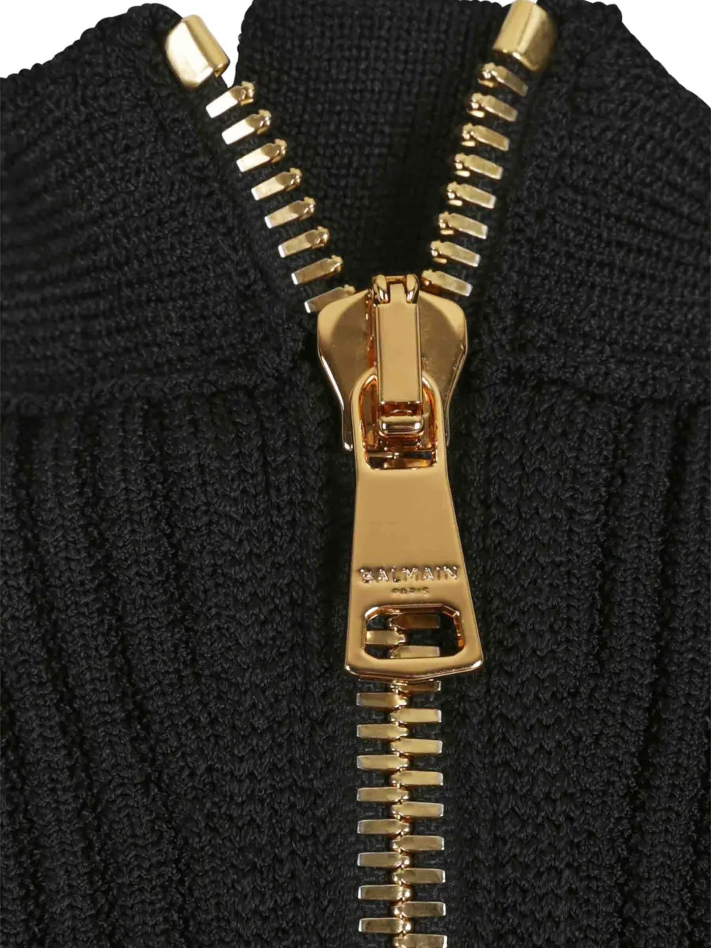 Balmain Geribbelde mini-jurk met V-hals Zwart