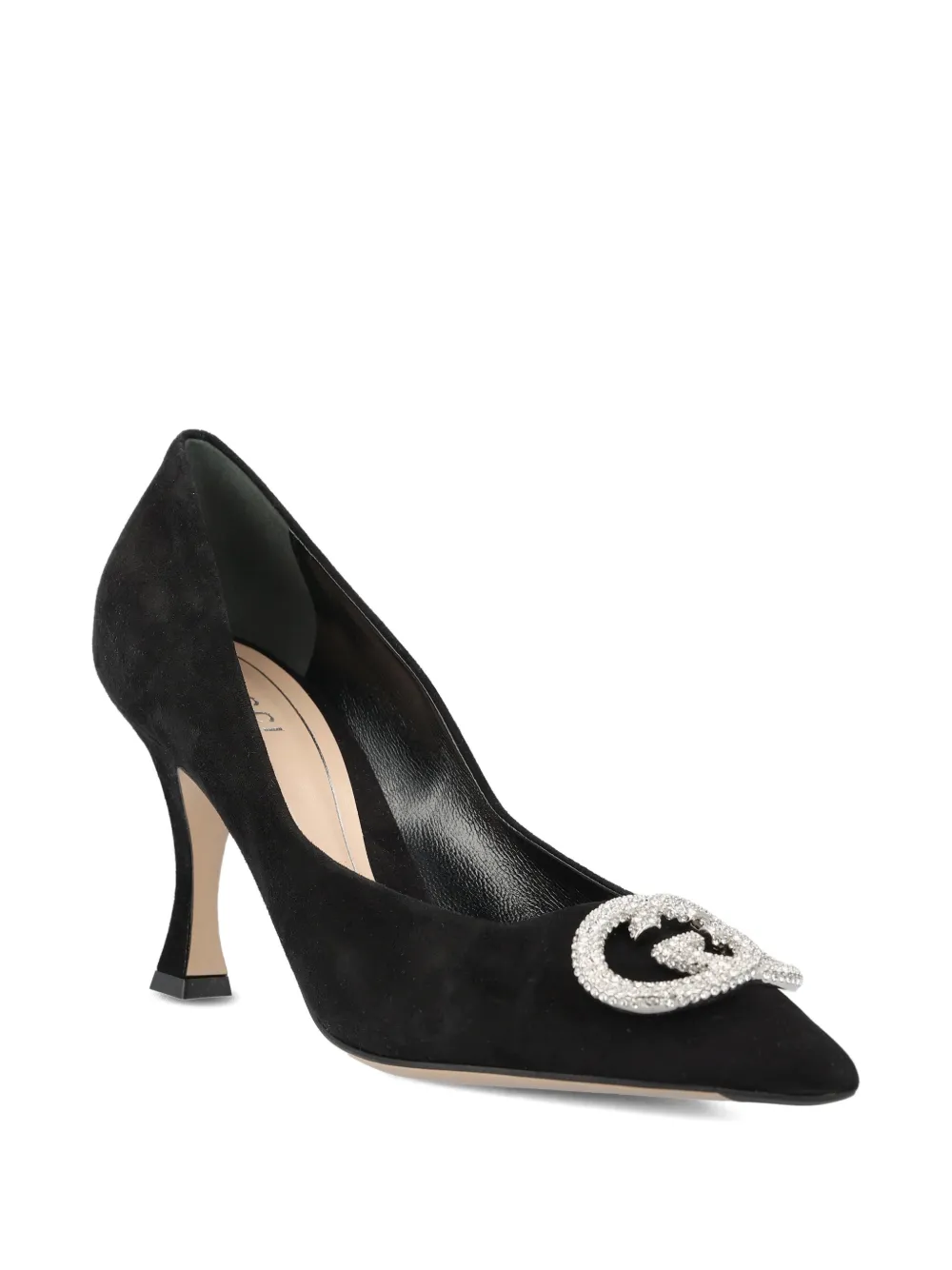 Gucci crystal-logo heeled pumps Zwart