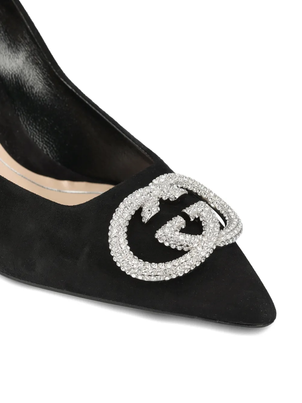 Gucci crystal-logo heeled pumps Zwart