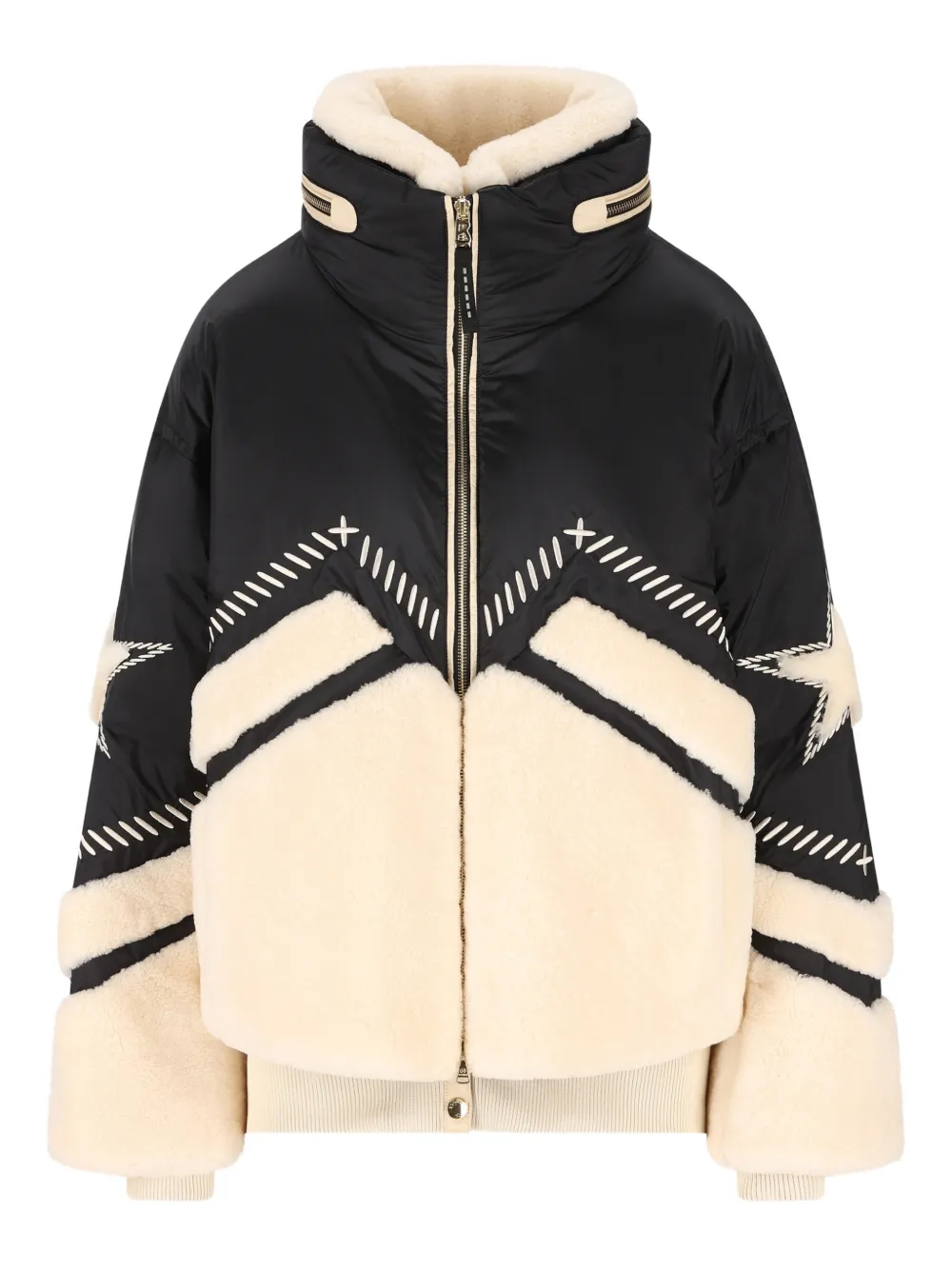 BOGNER Amie embroidery-detail high-neck jacket - Schwarz