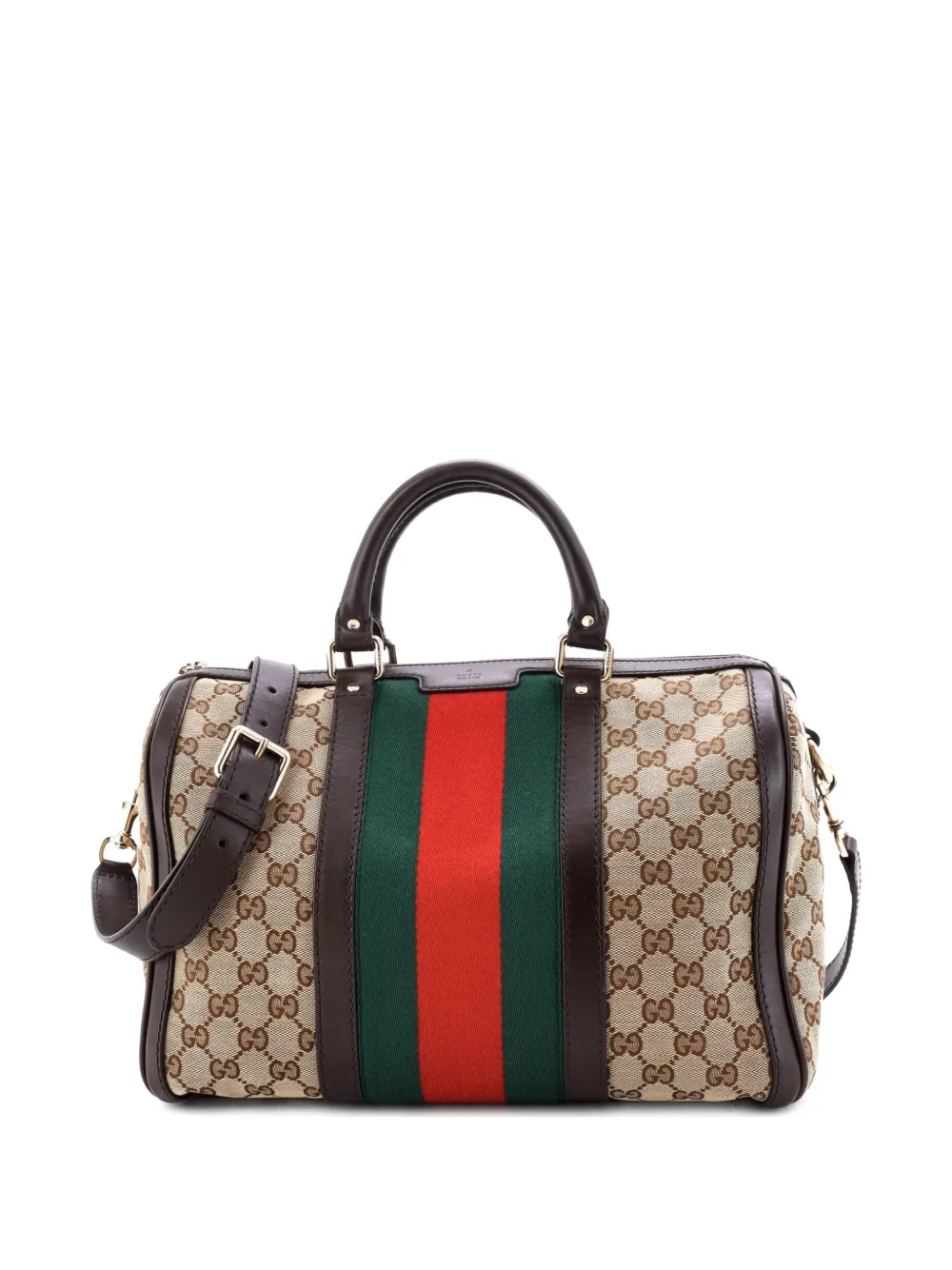 Gucci Pre-Owned Vintage Web Boston Bag GG Canvas Medium satchel - Marrone