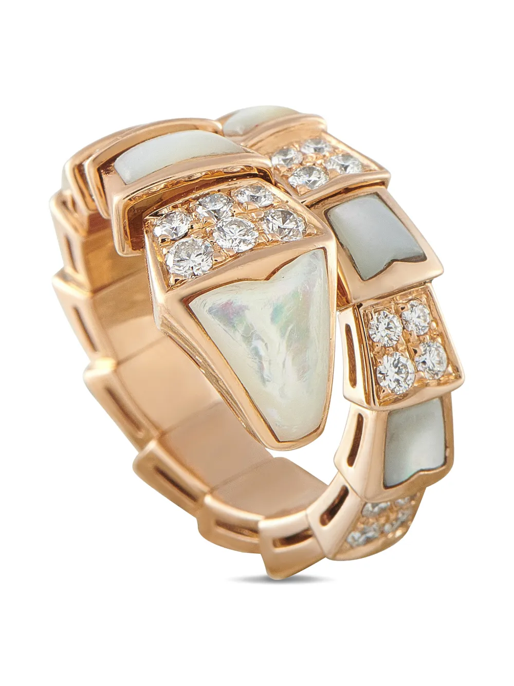Bvlgari Pre-Owned Serpenti Viper diamond and mother-of-pearl ring - Oro