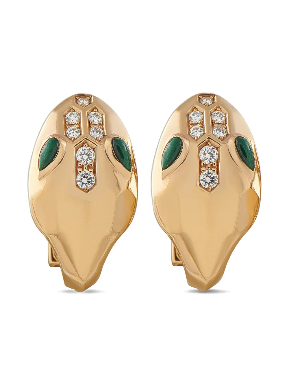 Bvlgari Pre-Owned Serpenti Seduttori diamond and malachite earrings - Oro