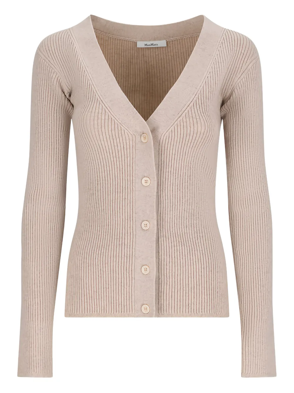 Max Mara V-neck ribbed cardigan - Nude