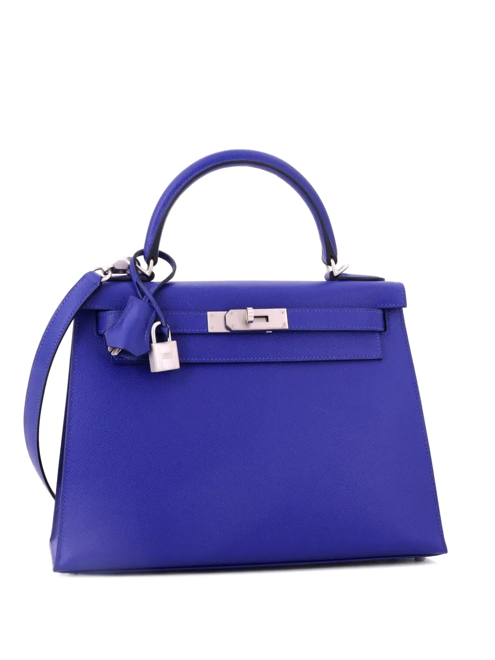 Hermès Pre-Owned Kelly Handbag Blue Epsom with Brushed Palladium Hardware 28 satchel