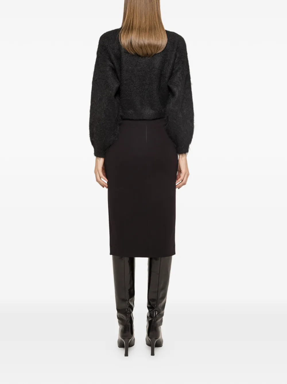  Nissa Button-detail Midi Skirt - Black 