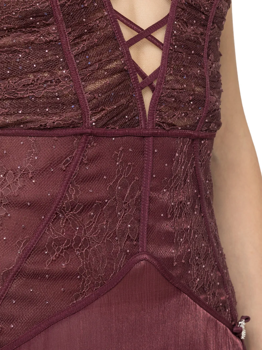 NISSA Chiffon maxi-jurk met veters Rood