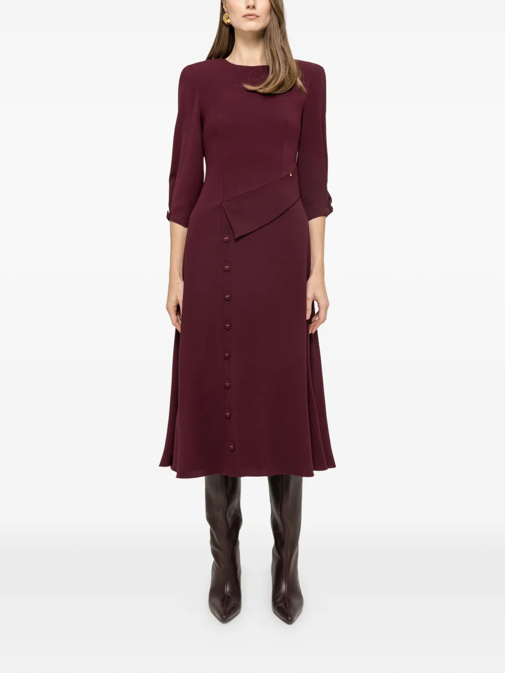 NISSA button-detail midi dress - Rood