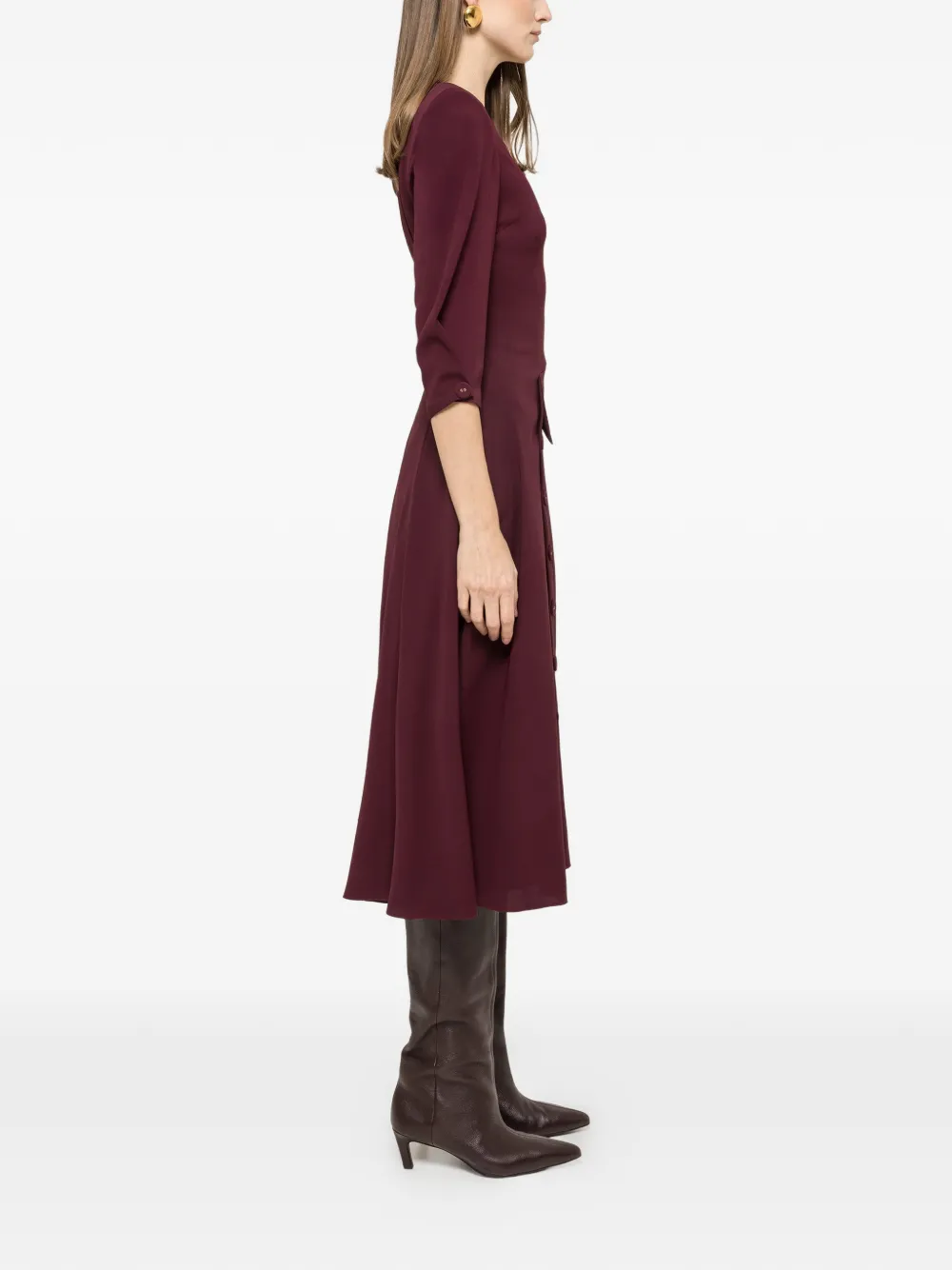 Button-Detail Midi Dress
