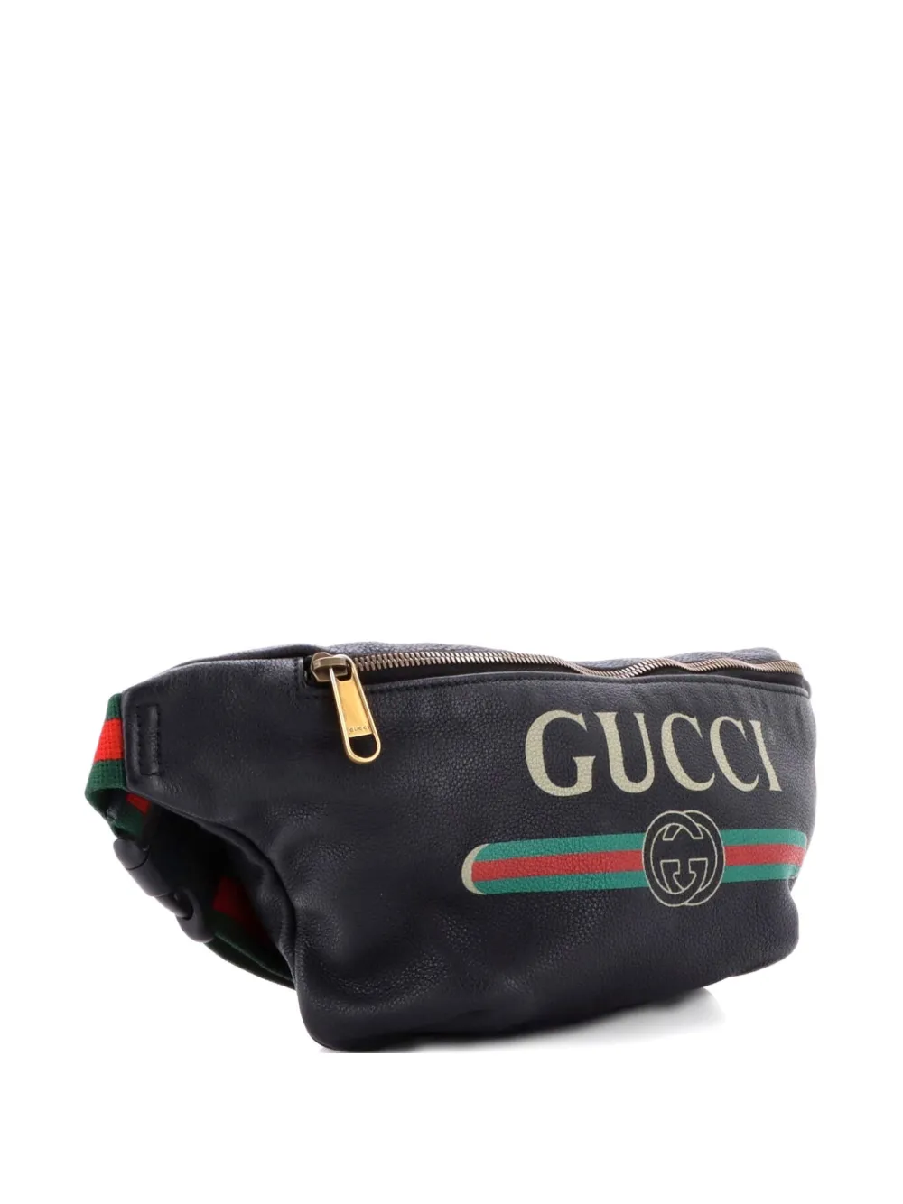 Gucci Pre-Owned Logo Printed Leather Medium belt bag - Nero