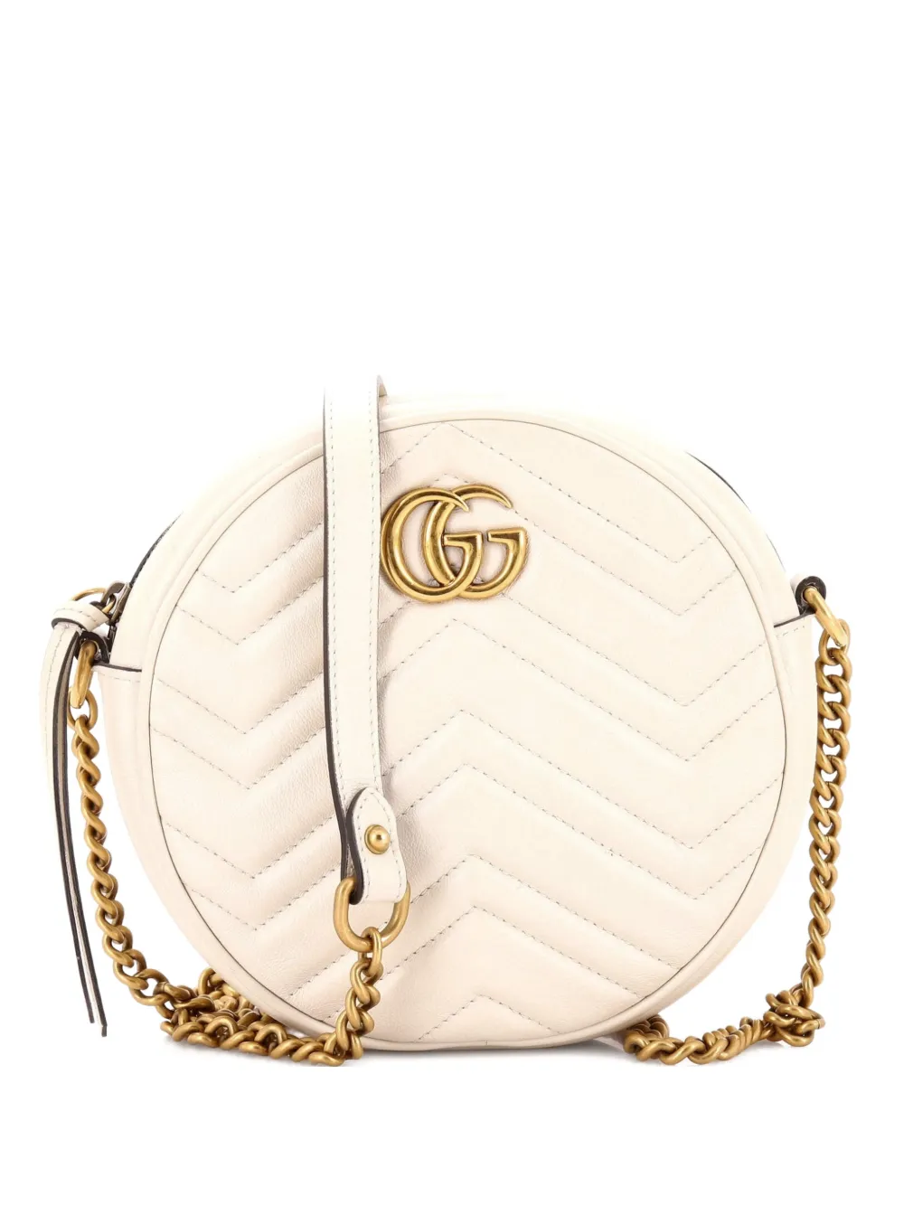 Gucci Pre-Owned GG Marmont Round Shoulder Bag Matelasse Leather Mini crossbody bag - Bianco