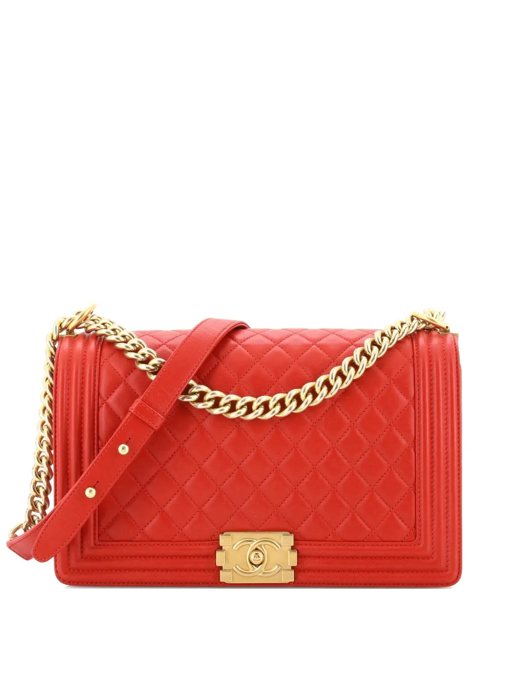 CHANEL Pre-Owned Boy Flap Bag Quilted Lambskin Old Medium shoulder bag - Rosso