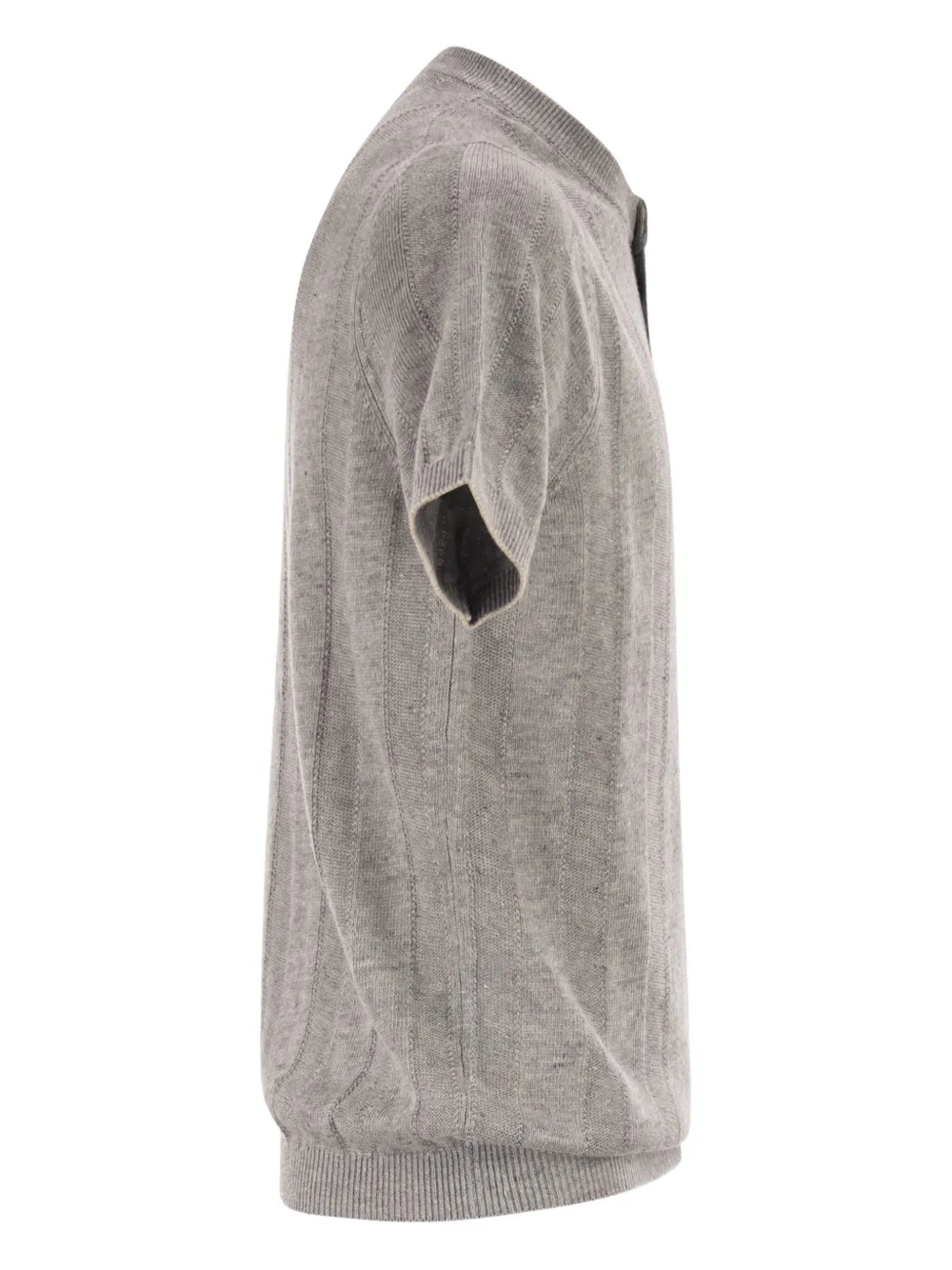  Brunello Cucinelli Ribbed-collar Polo Shirt - Grey 