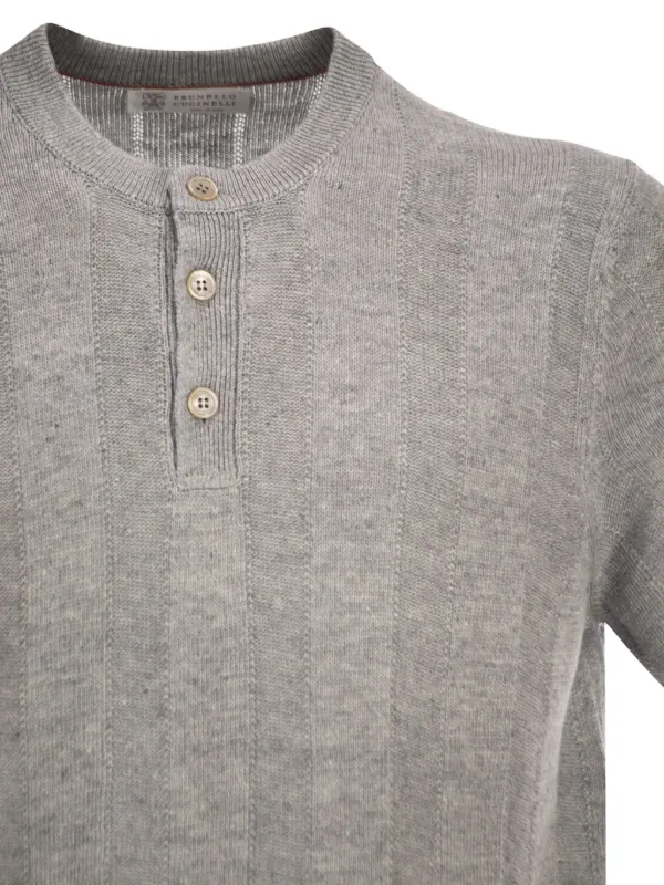 Brunello Cucinelli リブカラー ポロシャツ | グレー | FARFETCH JP