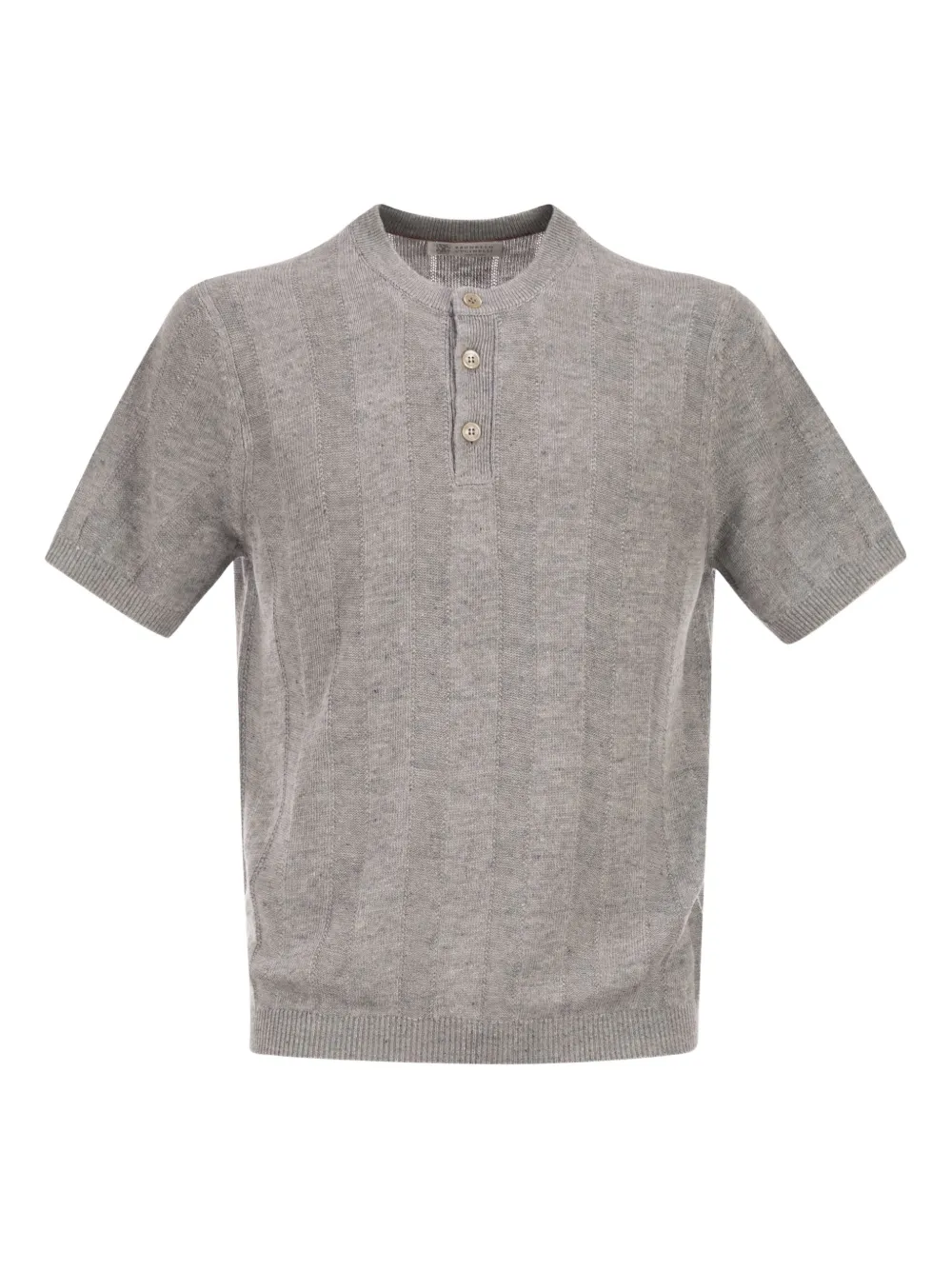 Brunello Cucinelli ribbed-collar polo shirt - Grigio