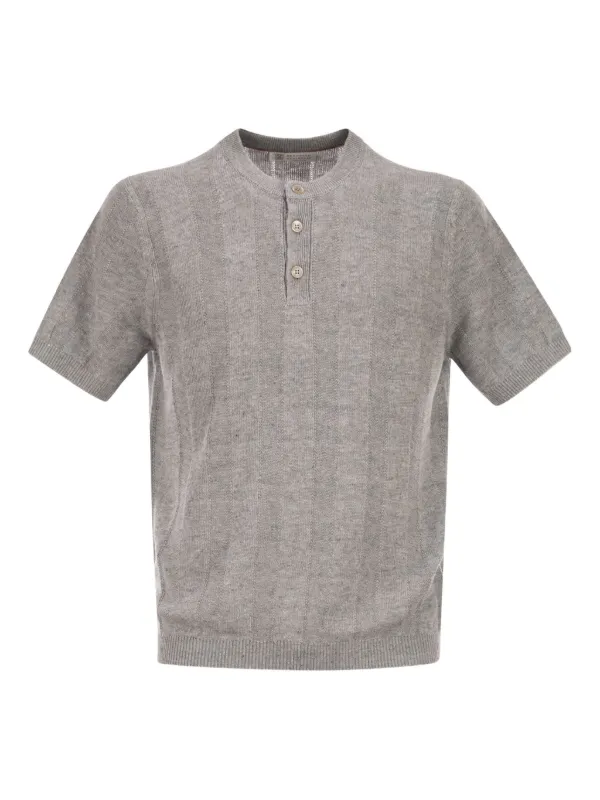 Brunello Cucinelli リブカラー ポロシャツ | グレー | FARFETCH JP