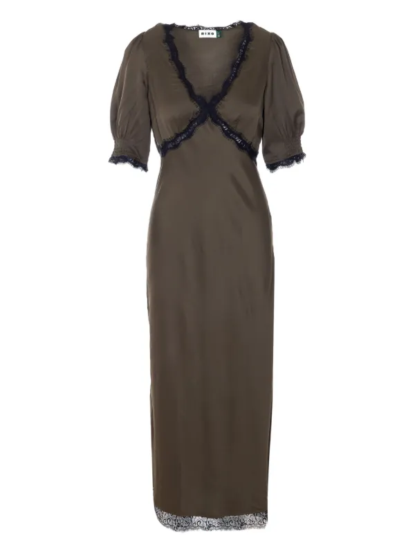 Rixo Annina Lace V-neck Midi Dress | Green | FARFETCH