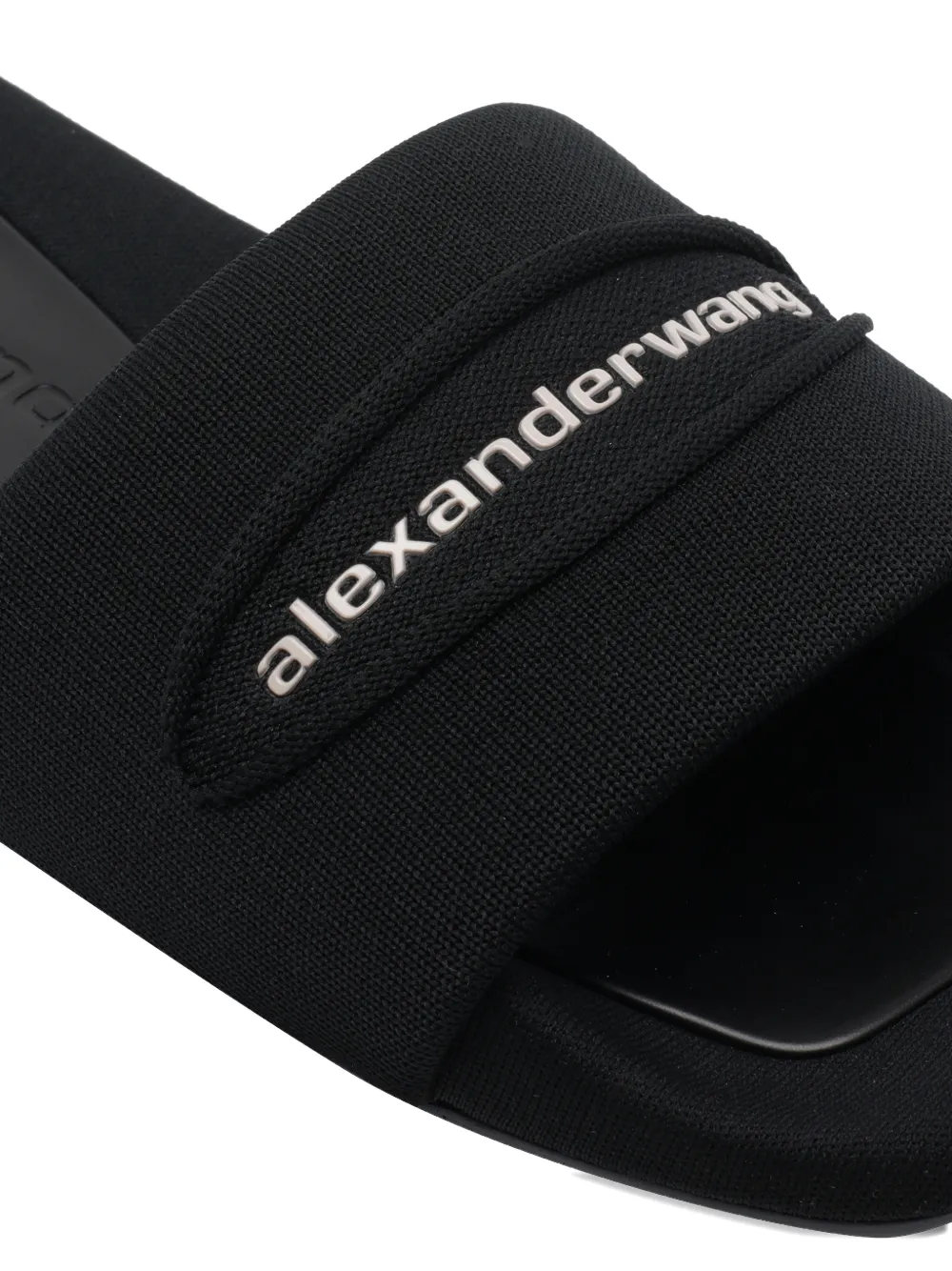 Alexander Wang Slippers met logo en vierkante neus Zwart