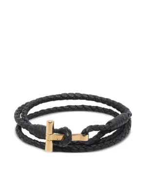TOM FORD Tプレート レザーブレスレット | ブラウン | FARFETCH JP