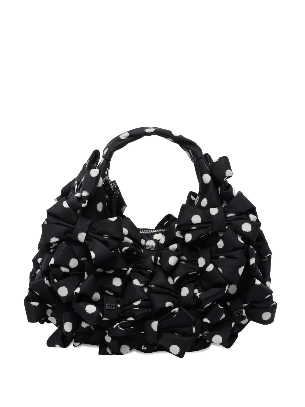 GANNI mini bow polka dot clutch bag - Nero