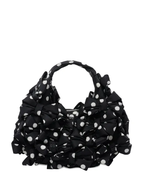GANNI 黒リボンバック GANNI リボン ポルカドット クラッチバッグ ミニ | ブラック | FARFETCH JP