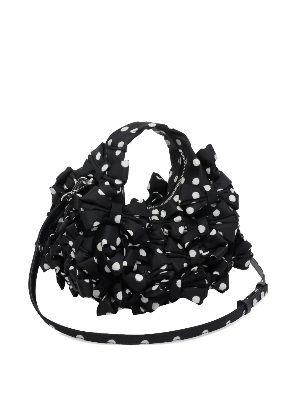  Ganni Mini Bow Polka Dot Clutch Bag - Black 