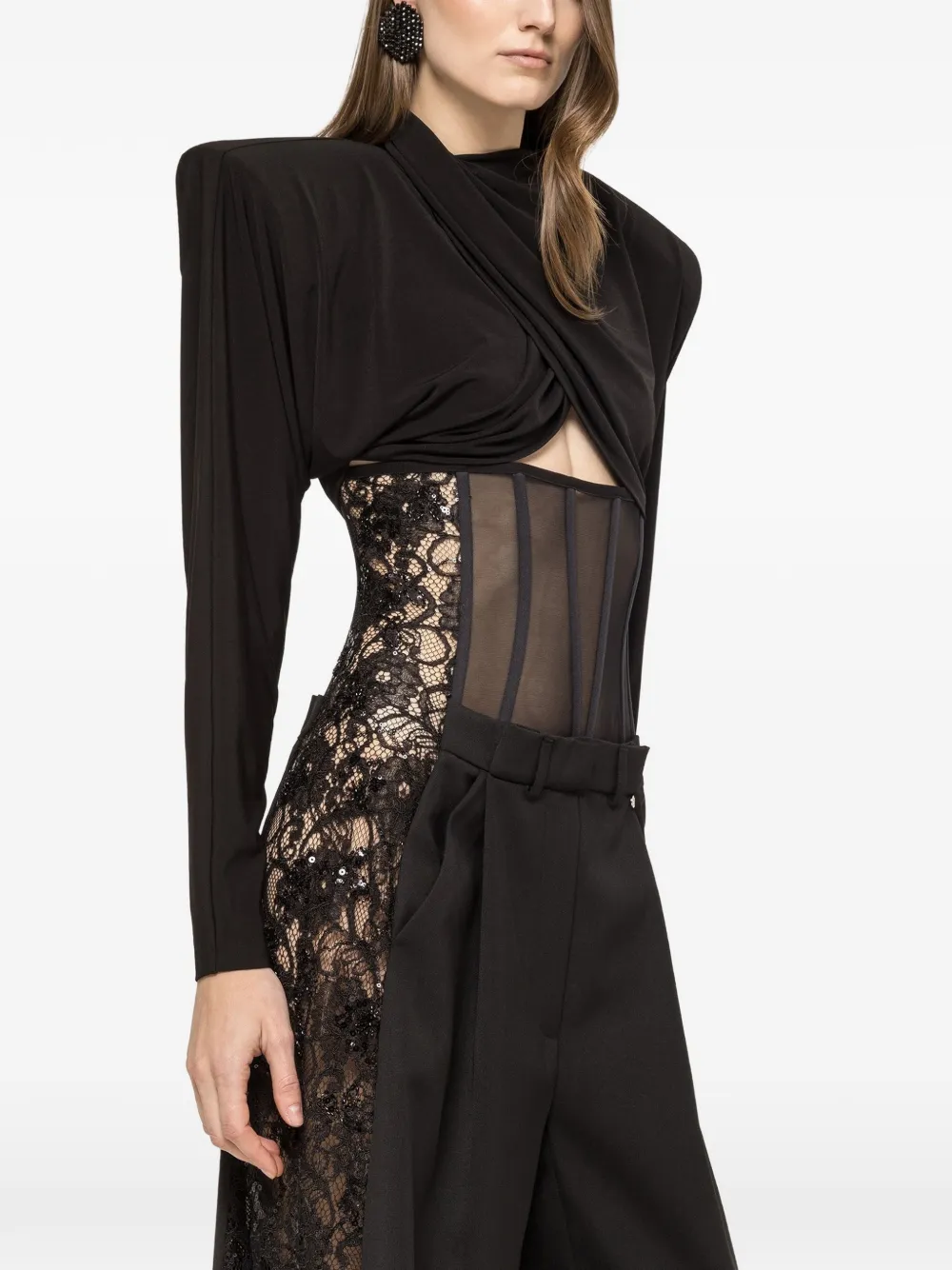  Nissa Draped Crop Top - Black 