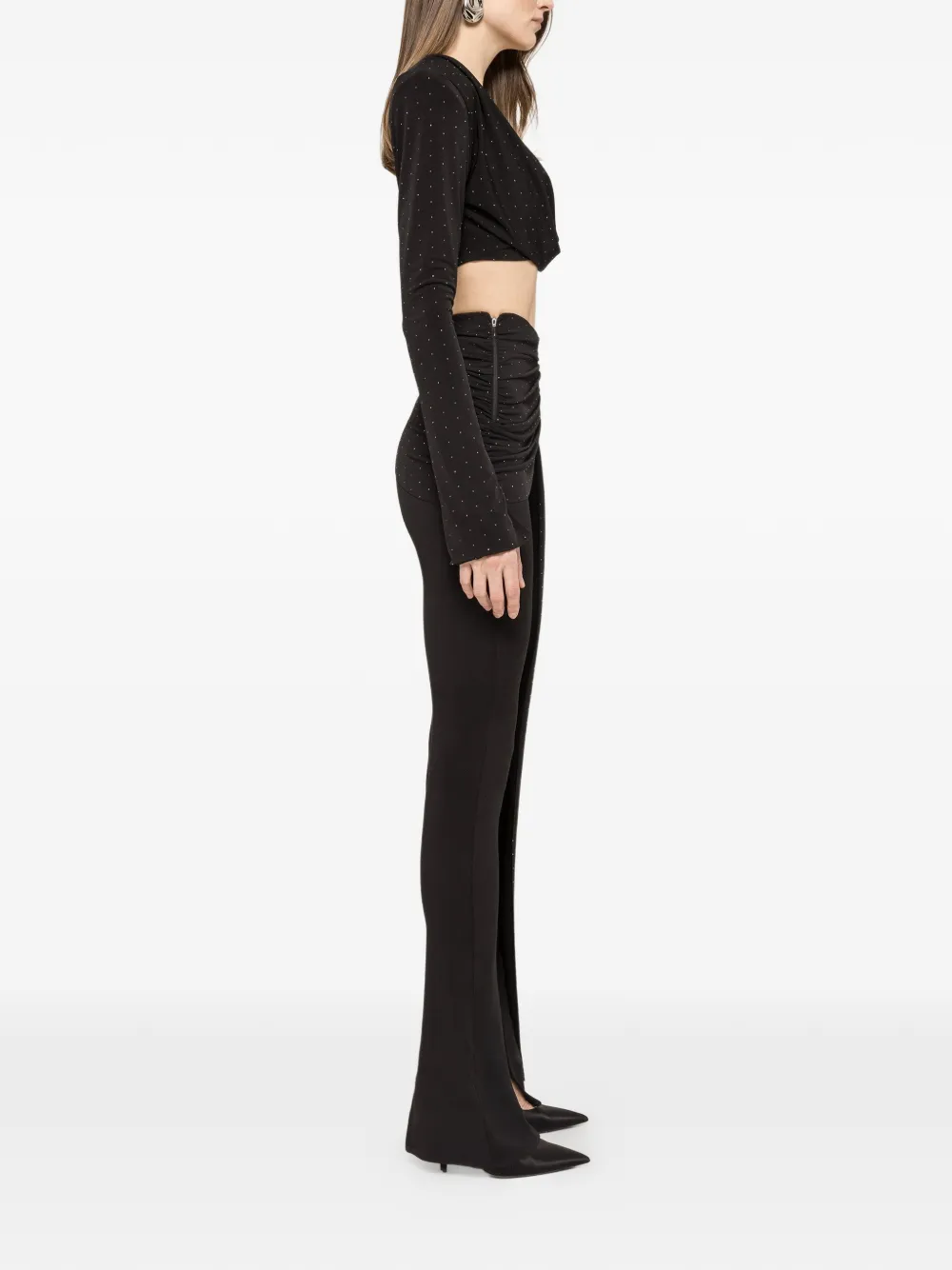  Nissa Rhinestone-embellished Crop Top - Black 
