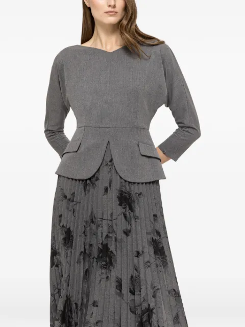 NISSA pleated floral midi dress