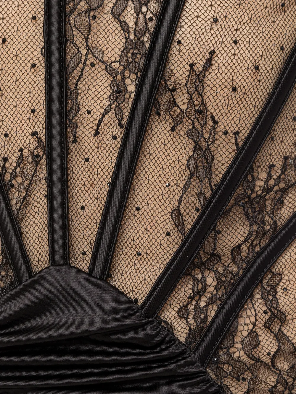 Lace-Insert Satin Mini Dress