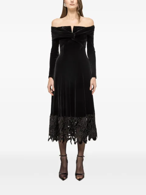 NISSA off-shoulder velvet midi dress