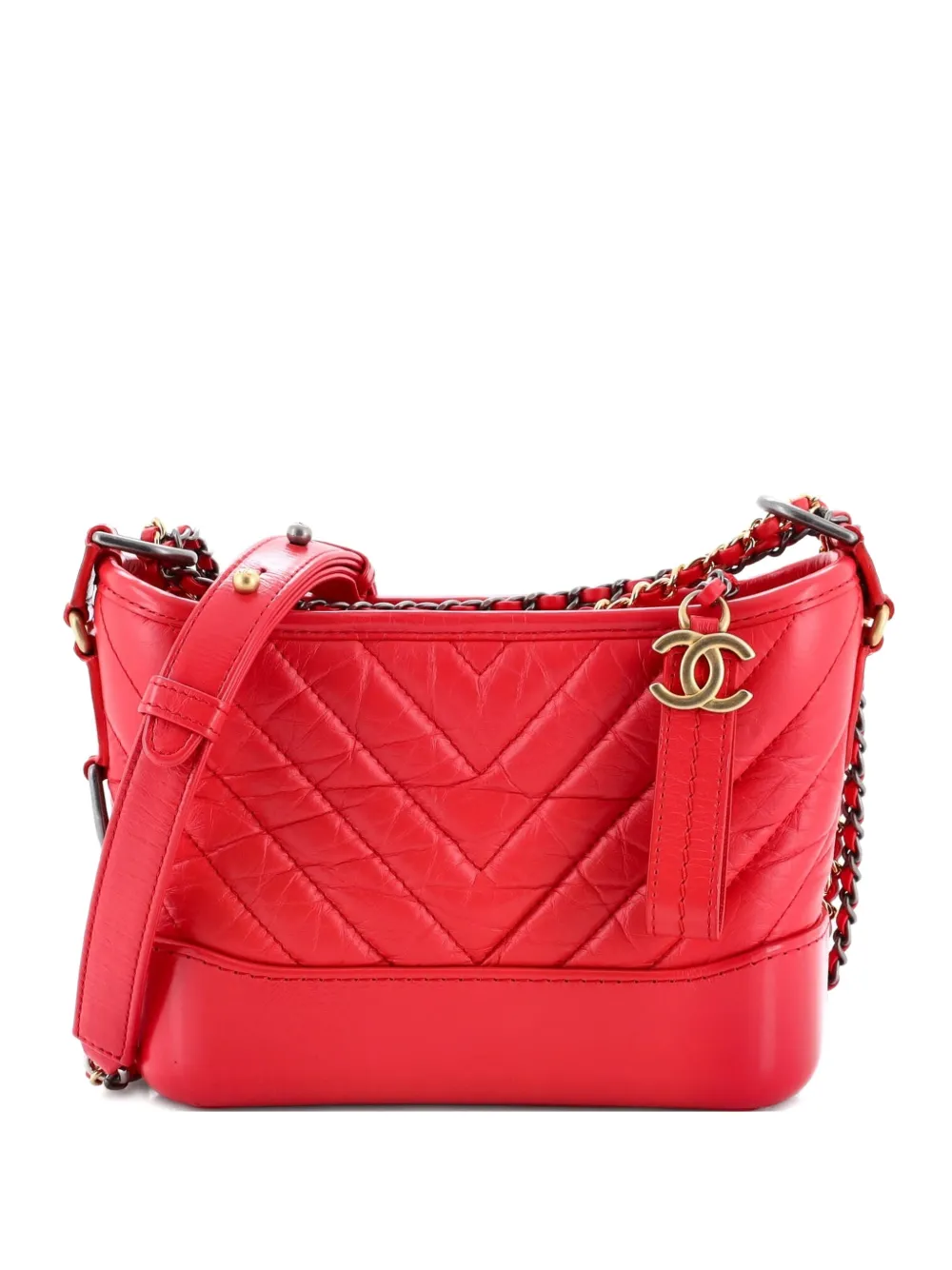 CHANEL Pre-Owned Gabrielle Hobo Chevron Aged Calfskin Small crossbody bag - Rosa